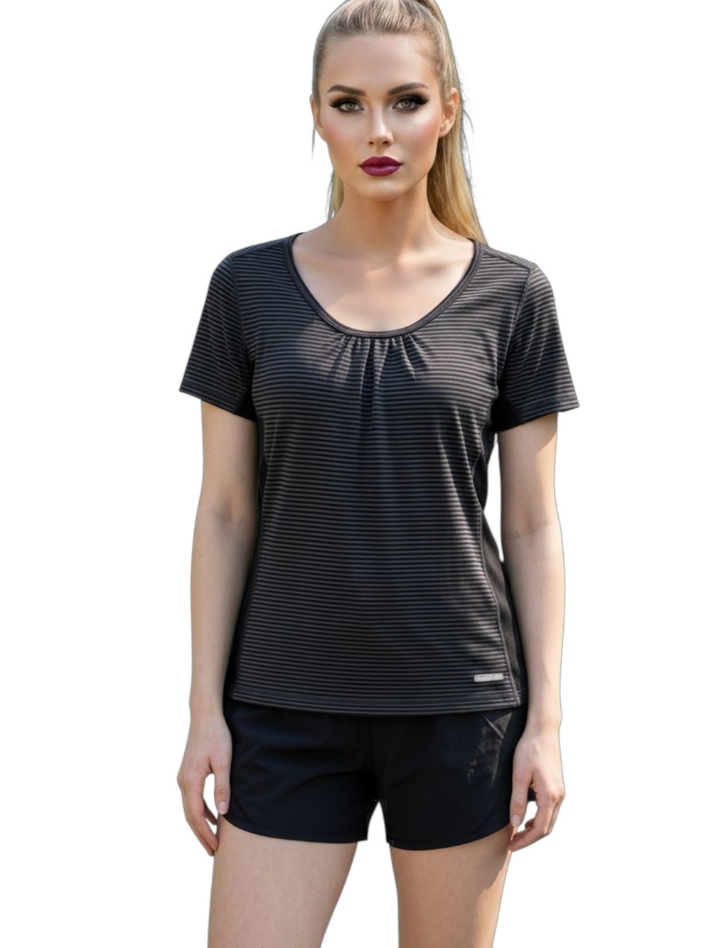 The North Face VaporWick Striped Athletic Scoop Neck Tee